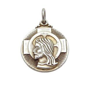 Vintage Sterling Silver Jesus Christ *I am a  Methodist Medal* Charm Pendant
